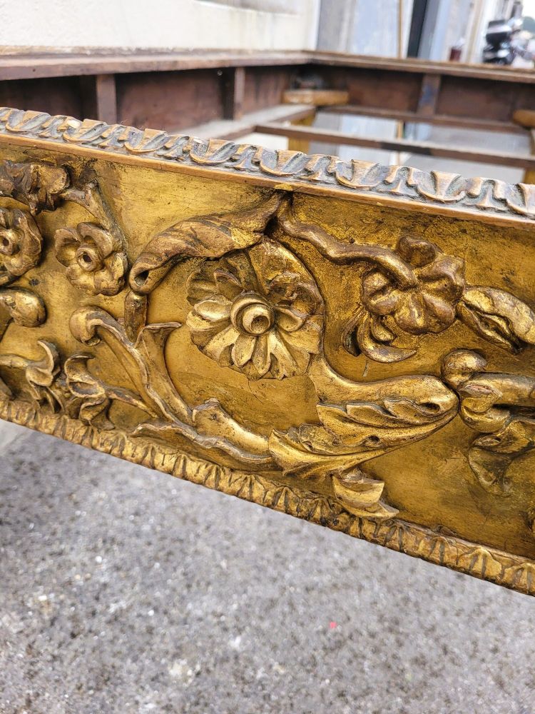 Gilded Wood Center Table With Marble Top, Late 19th Century