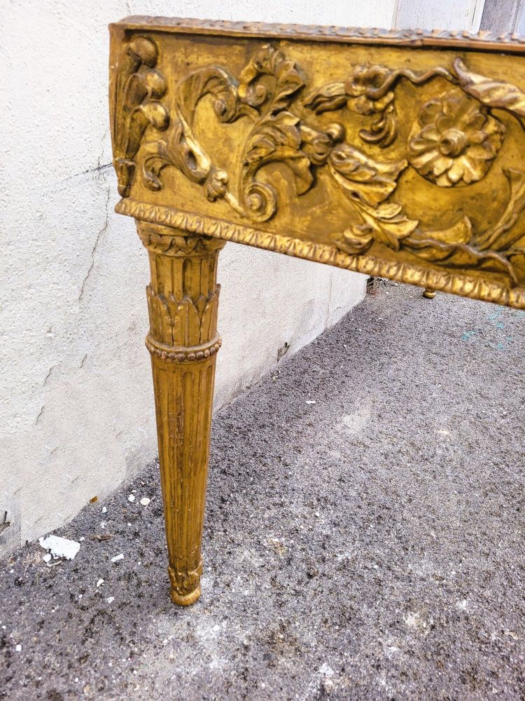 Gilded Wood Center Table With Marble Top, Late 19th Century