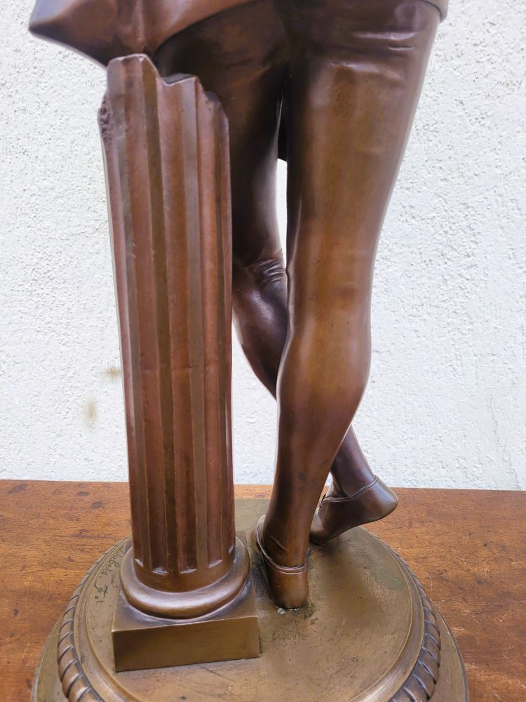 Paul Dubois, Le Chanteur Florentin du XVème siècle, Bronze Signed, 19th Century