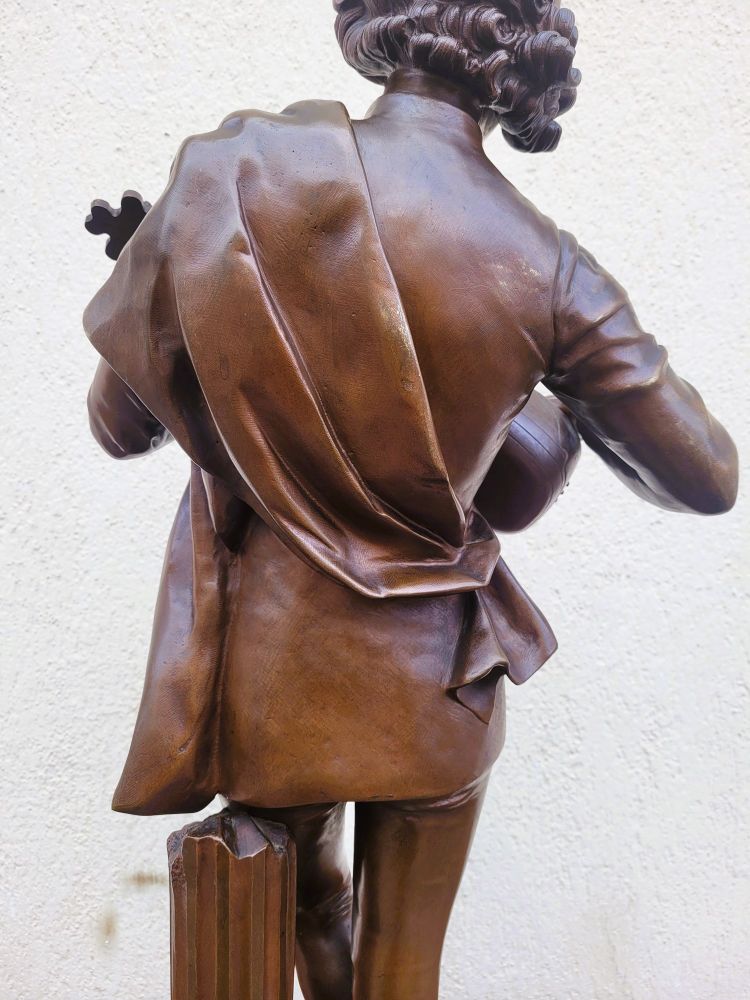 Paul Dubois, Le Chanteur Florentin du XVème siècle, Bronze Signed, 19th Century