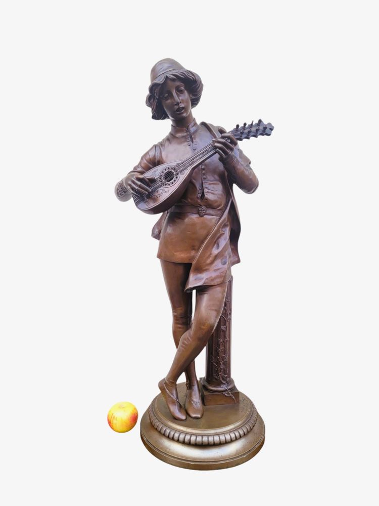 Paul Dubois, Le Chanteur Florentin du XVème siècle, Bronze Signed, 19th Century