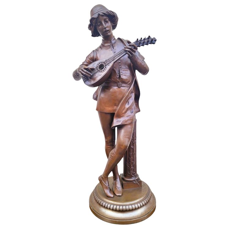 Paul Dubois, Le Chanteur Florentin du XVème siècle, Bronze Signed, 19th Century