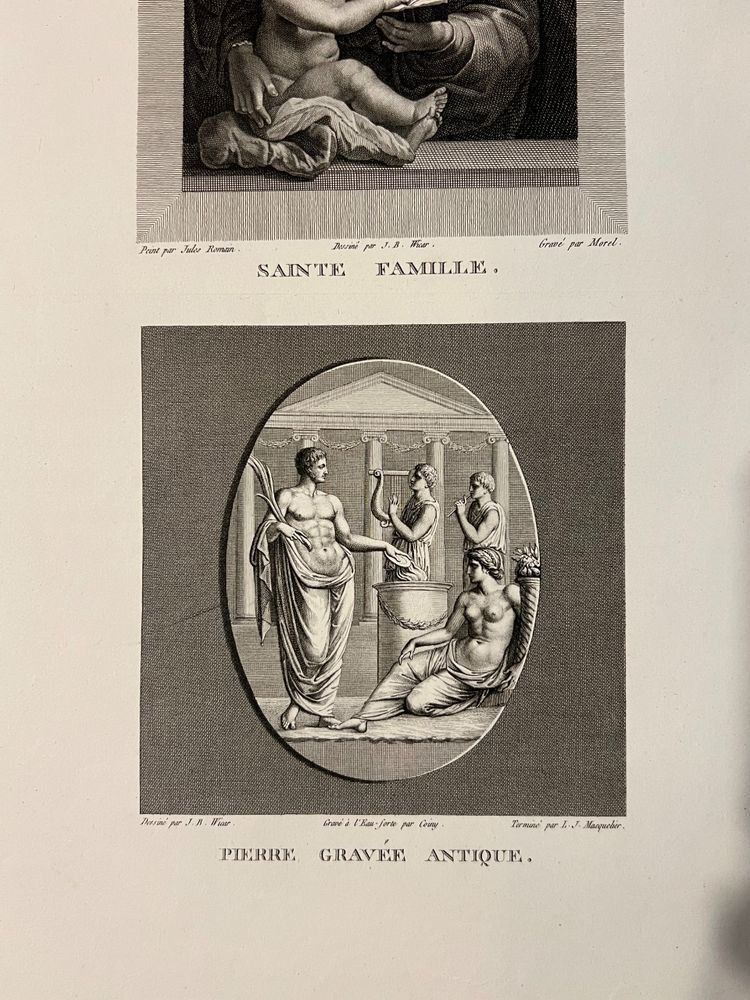  Sainte Famille, Jules Romain, Sacrifice à la Terre Pierre gravée antique Gravure à l’eau forte