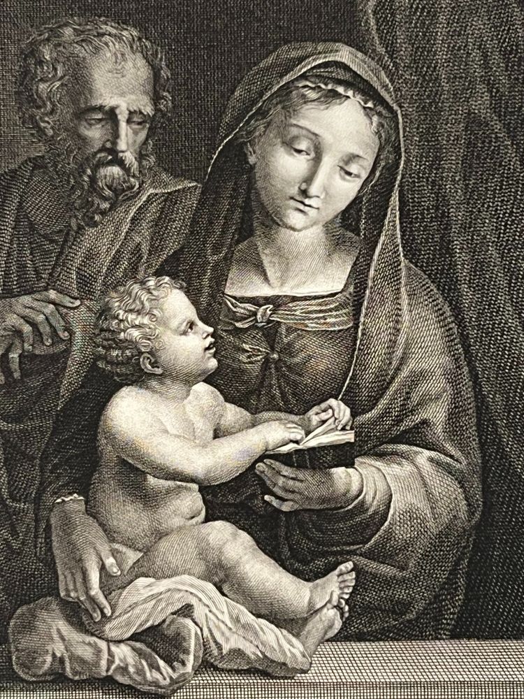  Sainte Famille, Jules Romain, Sacrifice à la Terre Pierre gravée antique Gravure à l’eau forte