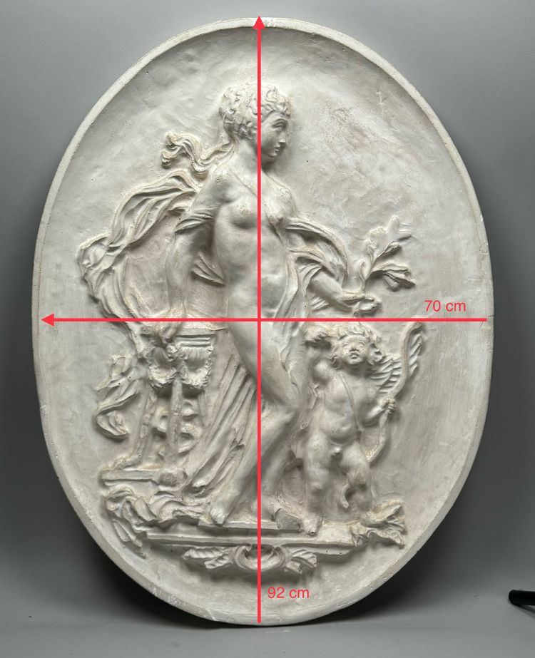 Two large plaster medallions, antique decor circa 1880