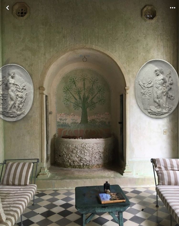 Two large plaster medallions, antique decor circa 1880