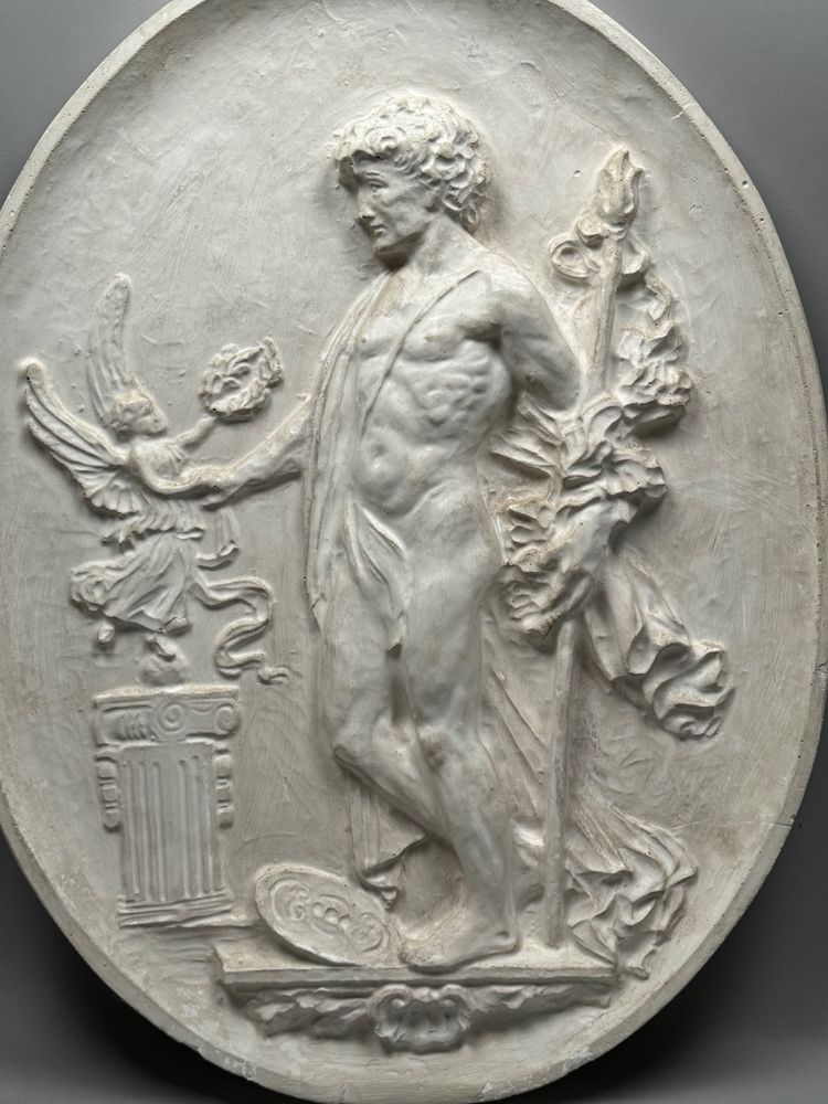 Two large plaster medallions, antique decor circa 1880