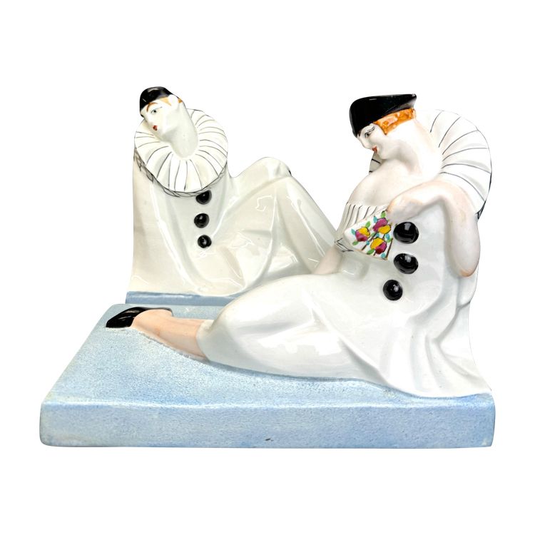 Genvane - Pierrot Et Colombine Earthenware Bookends