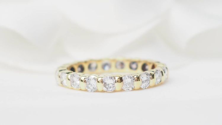 American wedding band in yellow gold and diamonds 1.33ct