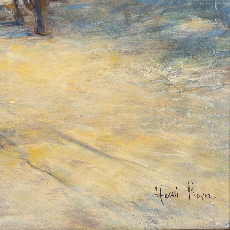 Henri Paul Royer (1869-1938) Promenade Avenue du Bois de Boulogne oil on wood circa 1890-1910