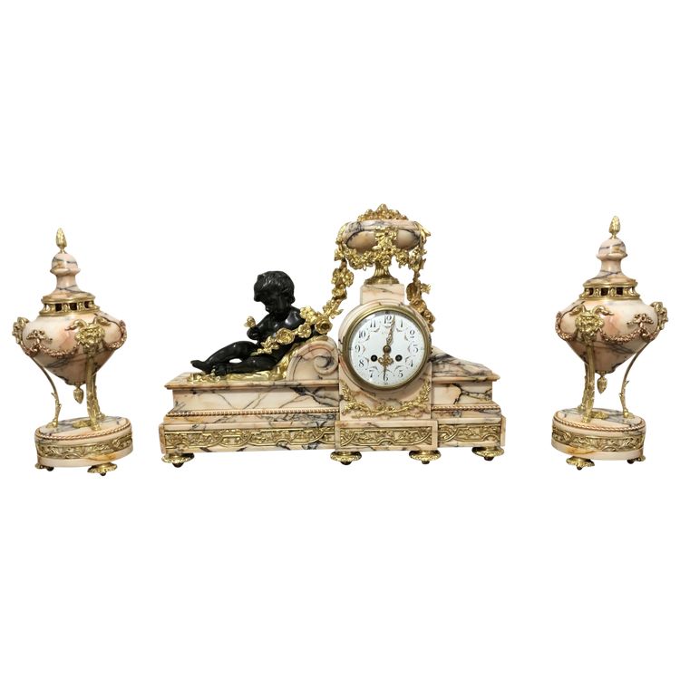 L'amour à la rose marble and ormolu mantel set