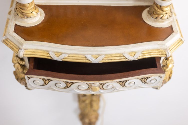 Louis XVI style gilded and lacquered wood console table. Circa 1900. LS48851756Q