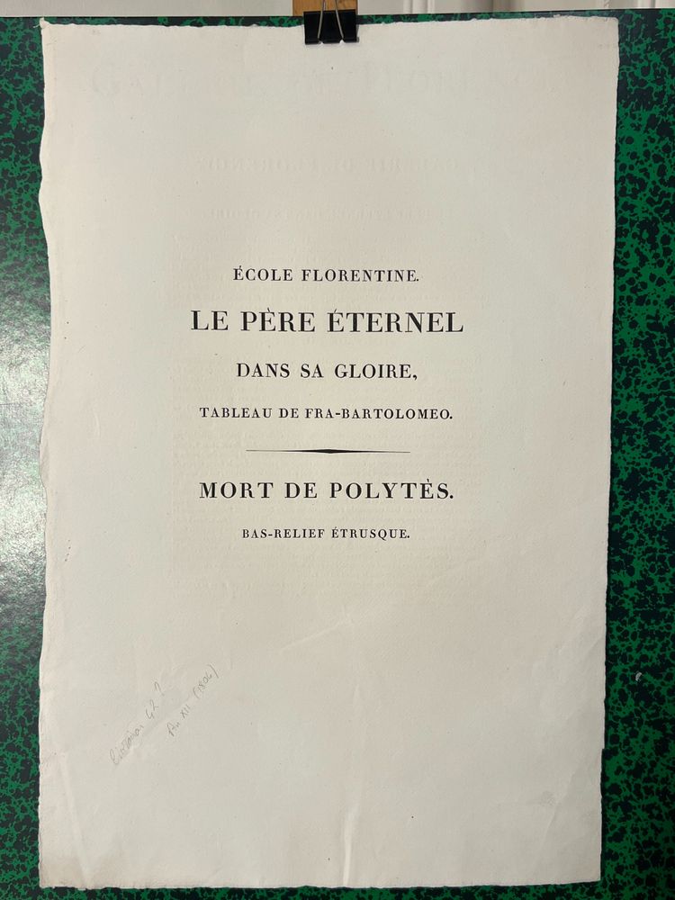 Le Père Éternel dans sa Gloire, Fra-Bartolomeo, Mort de Polytès, Gravure a l'eau forte