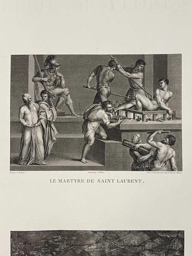 Le martyre de Saint Laurent, Bronzin, Triton et Néréides, Gravure à l’eau forte 