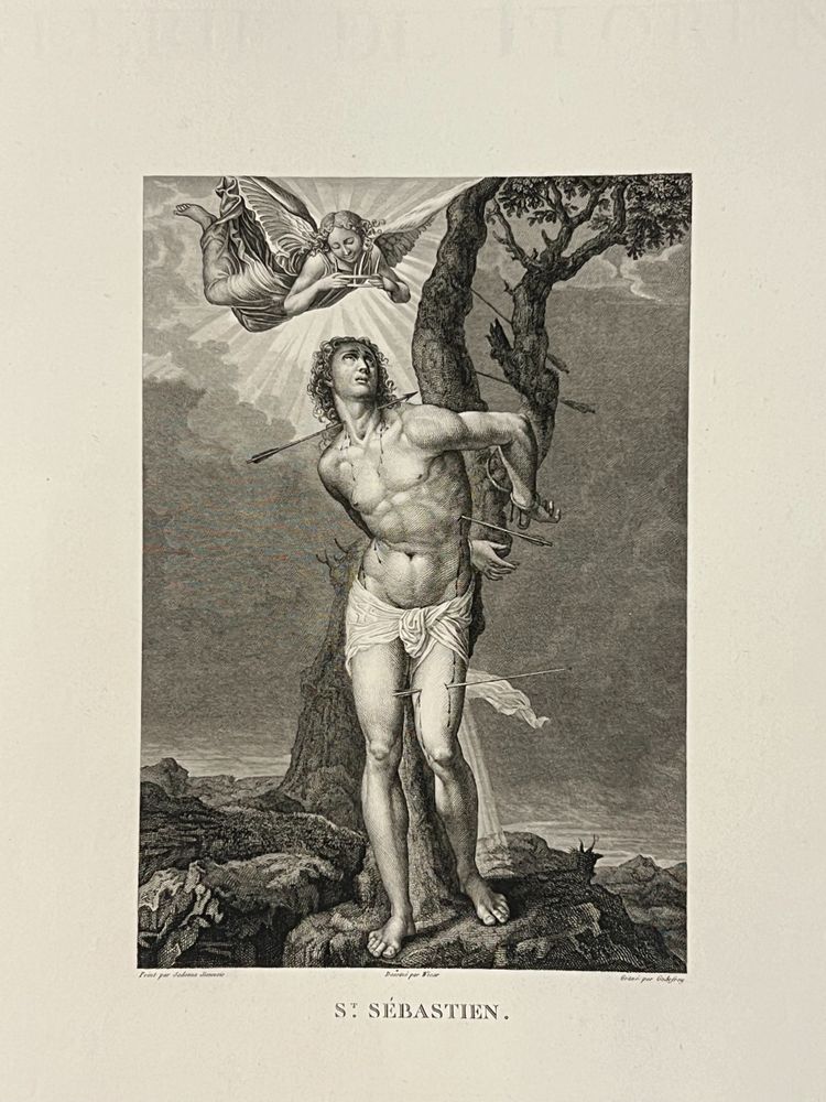 Saint Sebastien, Sodoma, Two athletes, Etching