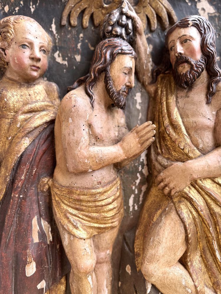 The Baptism Of Christ - Italian wood panel - 17th century