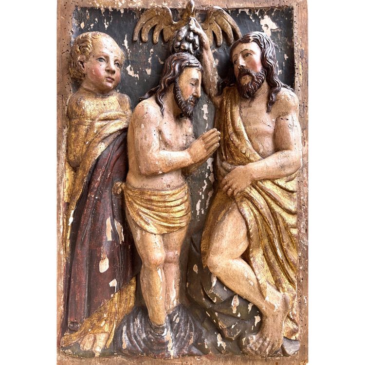 The Baptism Of Christ - Italian wood panel - 17th century