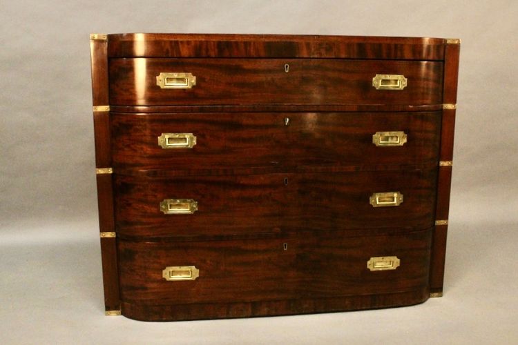 Double Mahogany Marine Chest of Drawers XIXth England with writing table