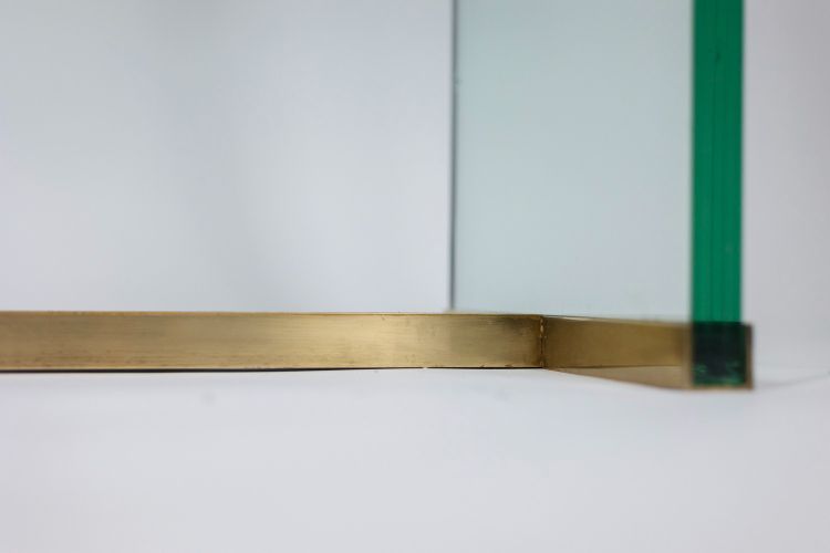 Peter Ghyczy. Glass and gilded brass console. Circa 1970. LS61102051G