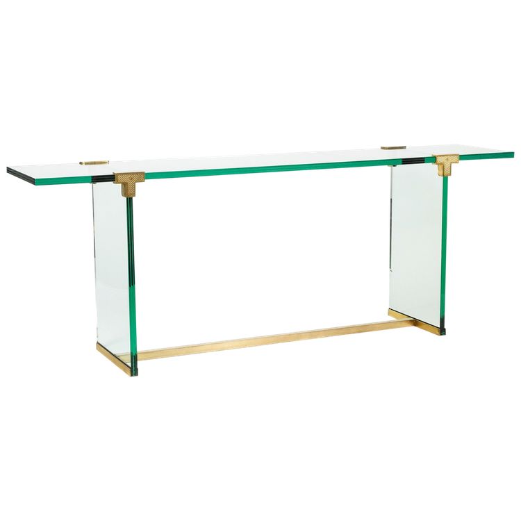 Peter Ghyczy. Glass and gilded brass console. Circa 1970. LS61102051G