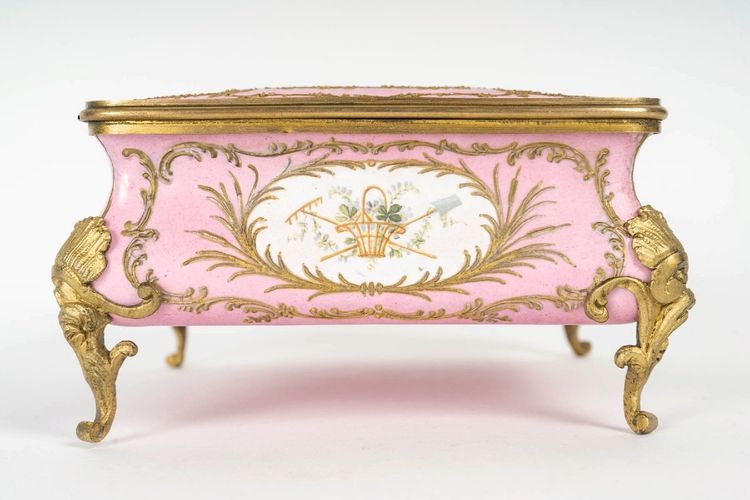 A Pink Enamel Jewelry Box, Circa 1880