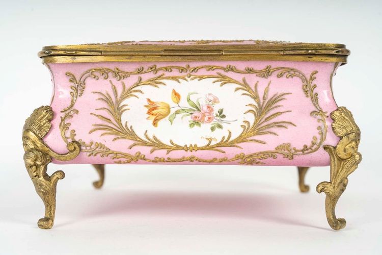 A Pink Enamel Jewelry Box, Circa 1880