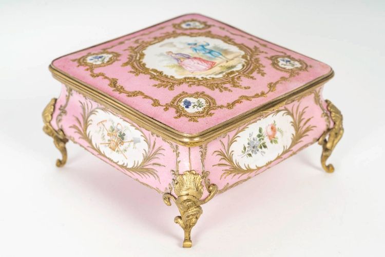 A Pink Enamel Jewelry Box, Circa 1880