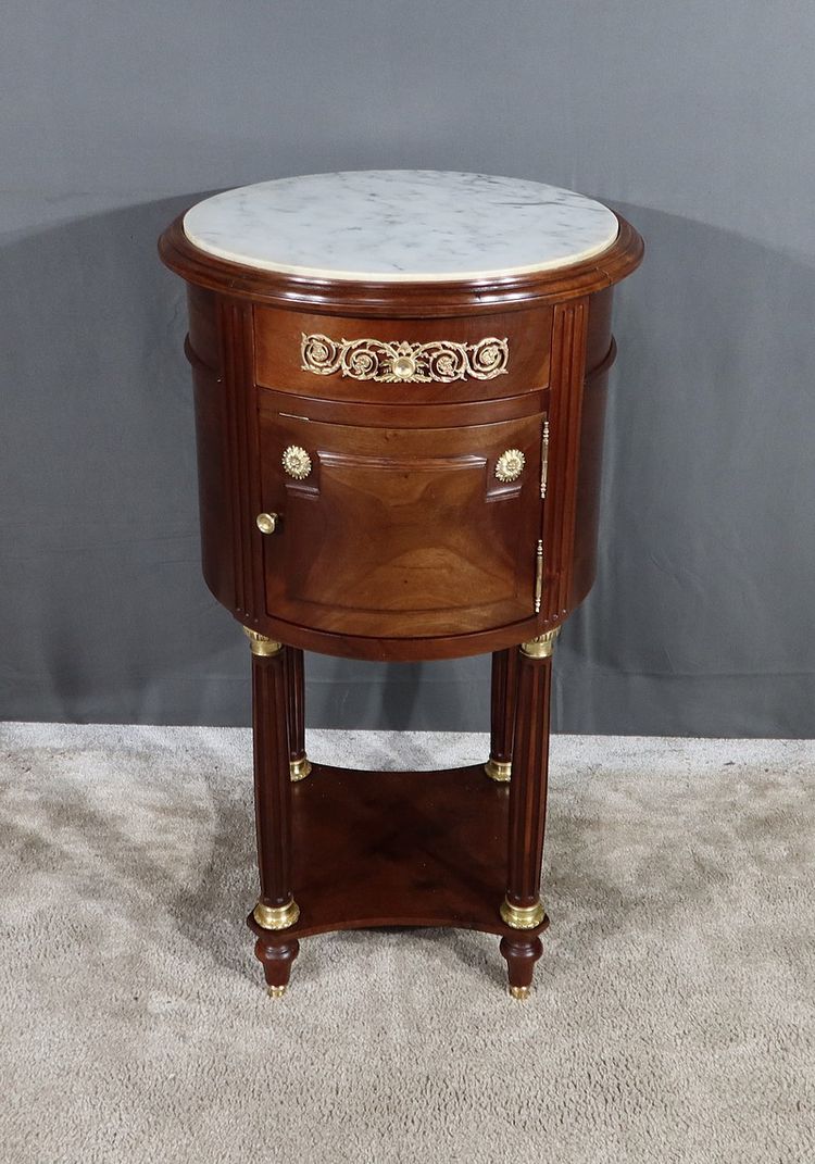 Small Mahogany Drum Table, Louis XVI style - Late 19th century