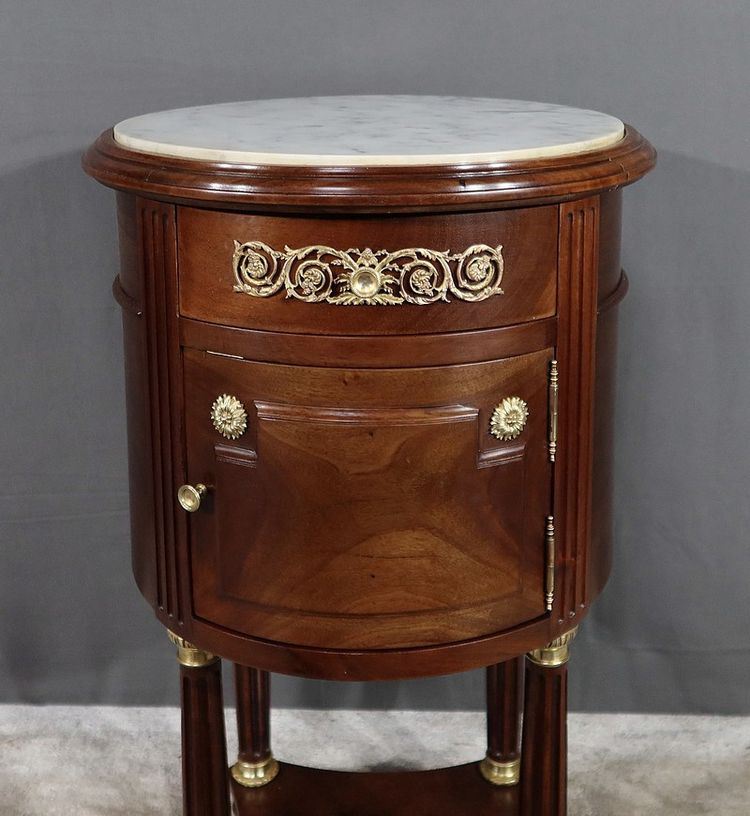 Small Mahogany Drum Table, Louis XVI style - Late 19th century