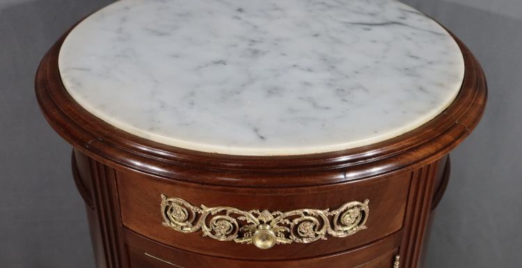 Small Mahogany Drum Table, Louis XVI style - Late 19th century