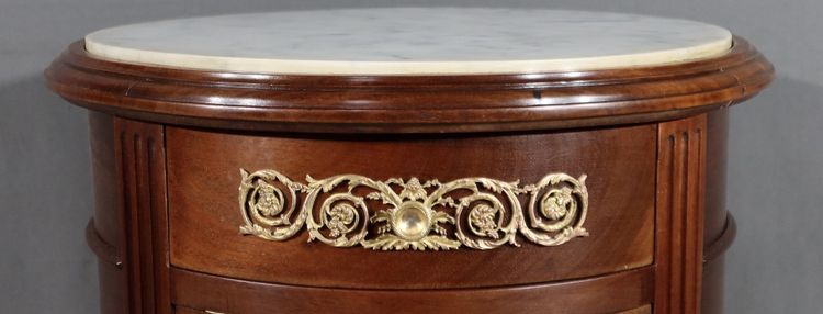 Small Mahogany Drum Table, Louis XVI style - Late 19th century