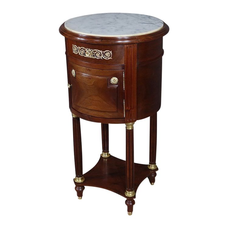 Small Mahogany Drum Table, Louis XVI style - Late 19th century