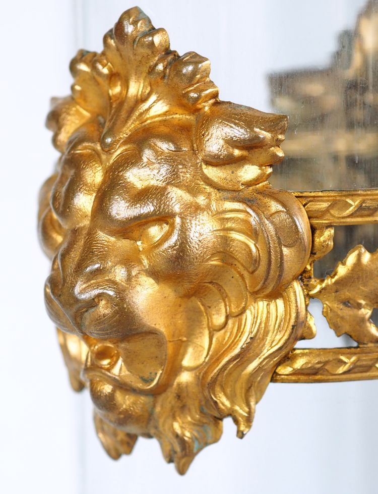 Very large Baccarat cut crystal vase, gilded brass mount with lion's head - circa 1900