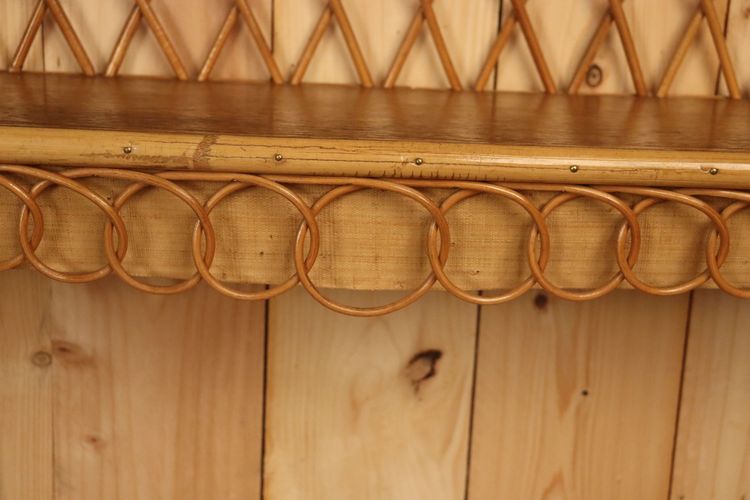 Large Pair of Rattan Wall Shelves Attributed to Audoux Minnet