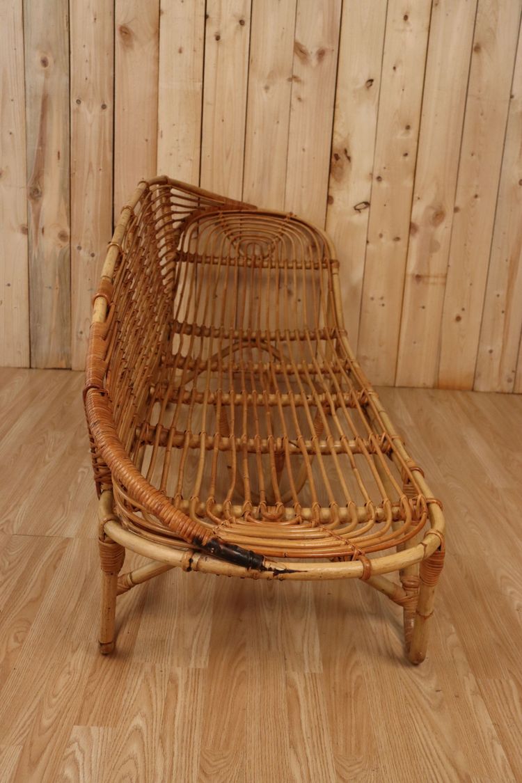 60's Rattan Méridienne