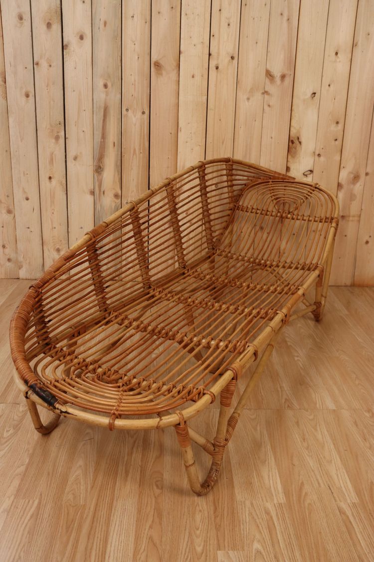 60's Rattan Méridienne