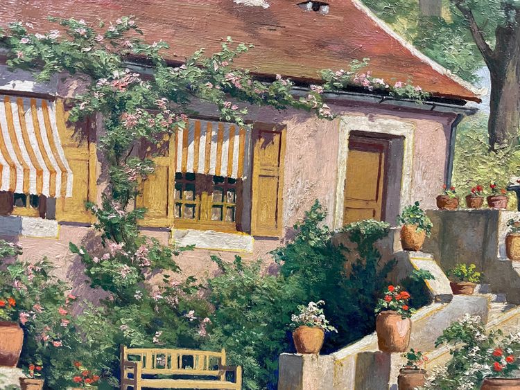 Pauline Elisabeth DELACROIX GARNIER - Villa And Flowered Garden Oil On Canvas