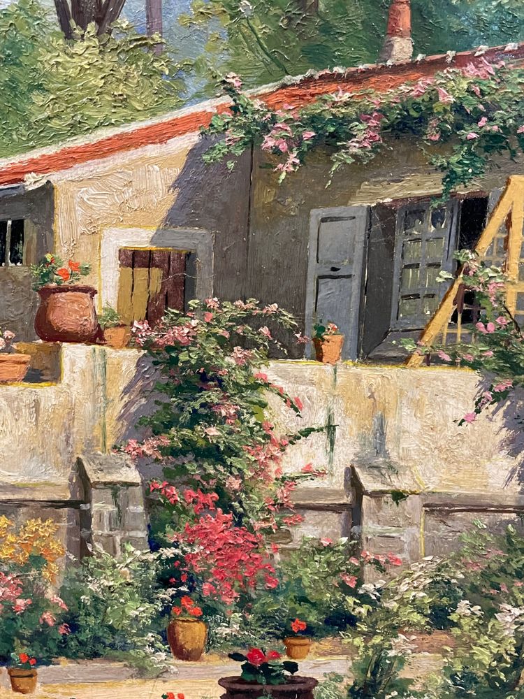 Pauline Elisabeth DELACROIX GARNIER - Villa And Flowered Garden Oil On Canvas