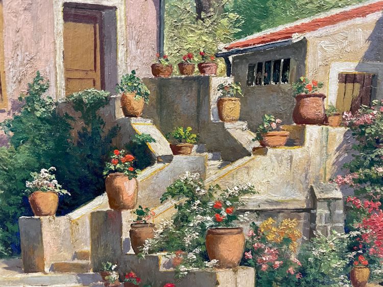 Pauline Elisabeth DELACROIX GARNIER - Villa And Flowered Garden Oil On Canvas