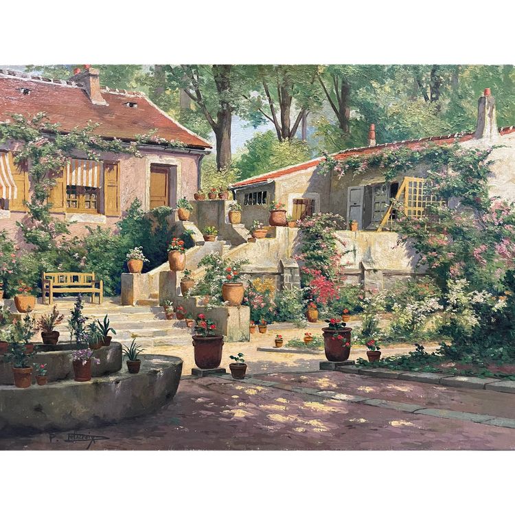 Pauline Elisabeth DELACROIX GARNIER - Villa And Flowered Garden Oil On Canvas