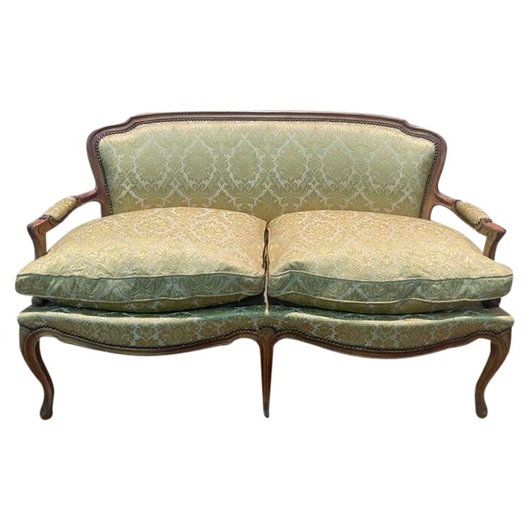 Sofa - Louis XV style bench in yellow silk