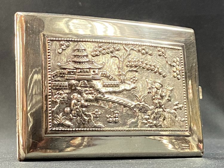 Etui à cigarettes en argent massif Extrême-Orient Chine Indochine Vietnam