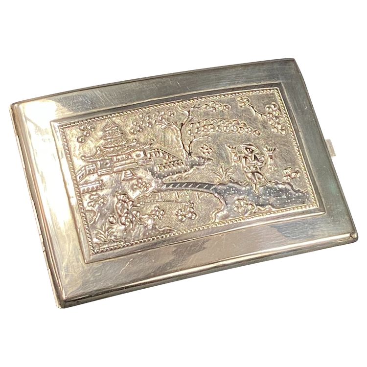 Etui à cigarettes en argent massif Extrême-Orient Chine Indochine Vietnam