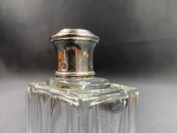 Art Deco crystal bottle with solid Minerve silver mounting