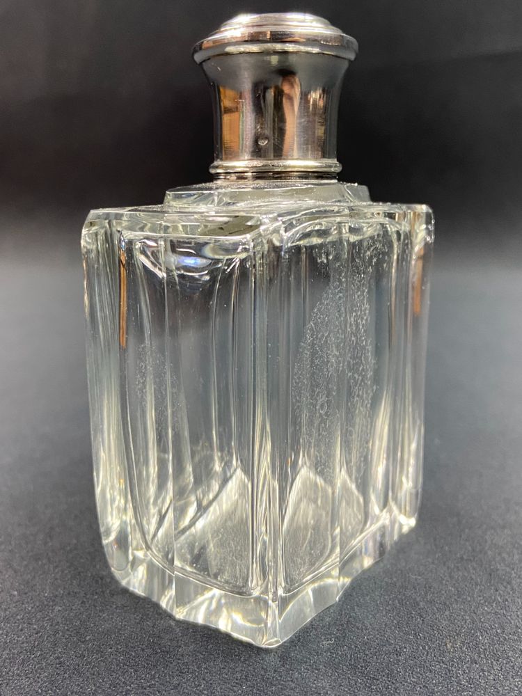 Art Deco crystal bottle with solid Minerve silver mounting