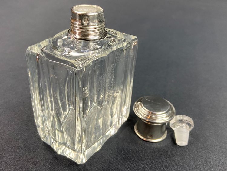 Art Deco crystal bottle with solid Minerve silver mounting