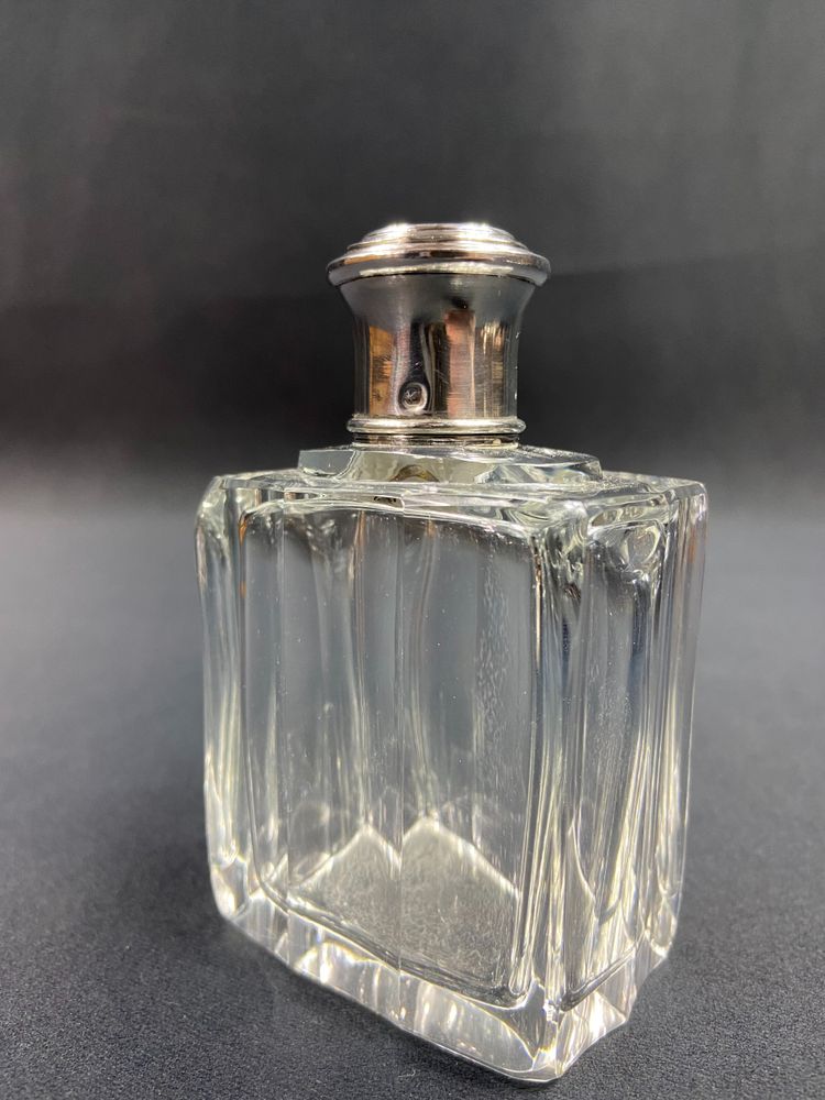 Art Deco crystal bottle with solid Minerve silver mounting