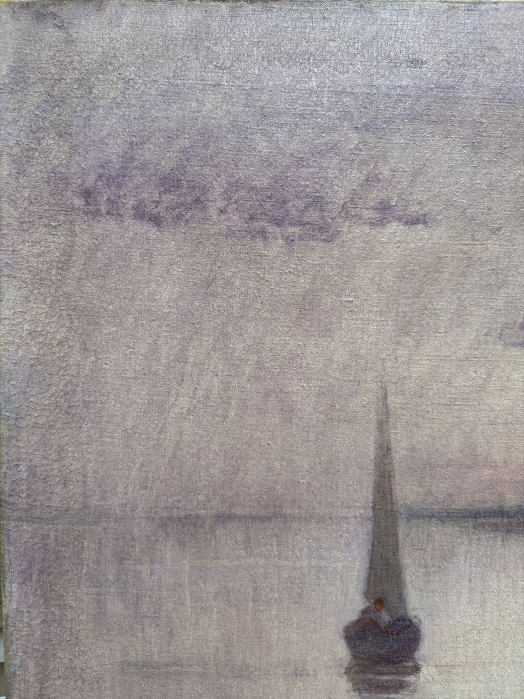 Suzanne Adam-laurens Dite Nanny (1861-1915) Marine, Coucher De Soleil, Effets De Rose Et Mauve