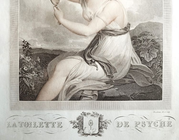 Psyche Mythological Engraving Empire Period By Bosselman 19th C  Etching Old Print