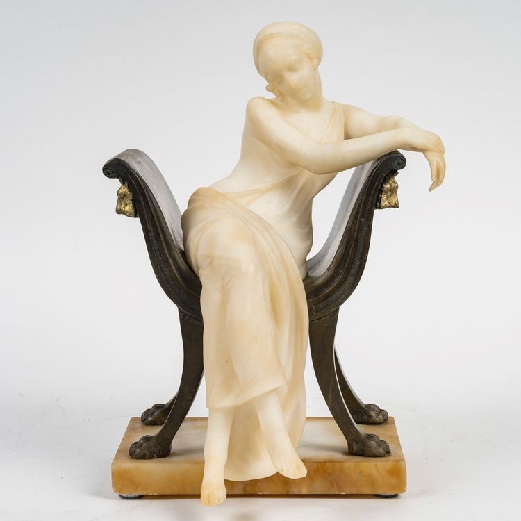 Alabaster and Bronze Sculpture from the Art Nouveau Period